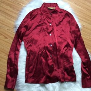 Caslon Red Silk Shirt sz s